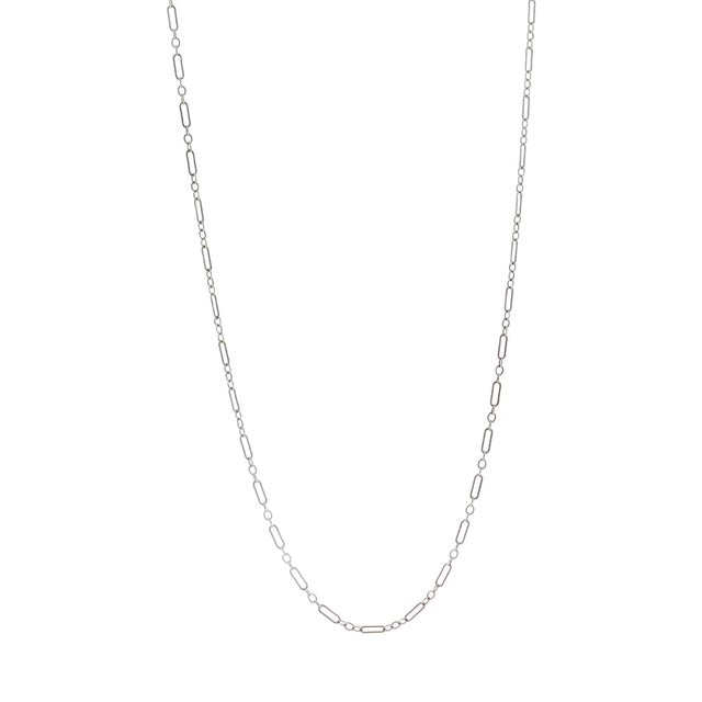 A late 20th-century 16" 1.7 mm 14 K gold textured alternating cable chain necklace. Features elongated links with a...