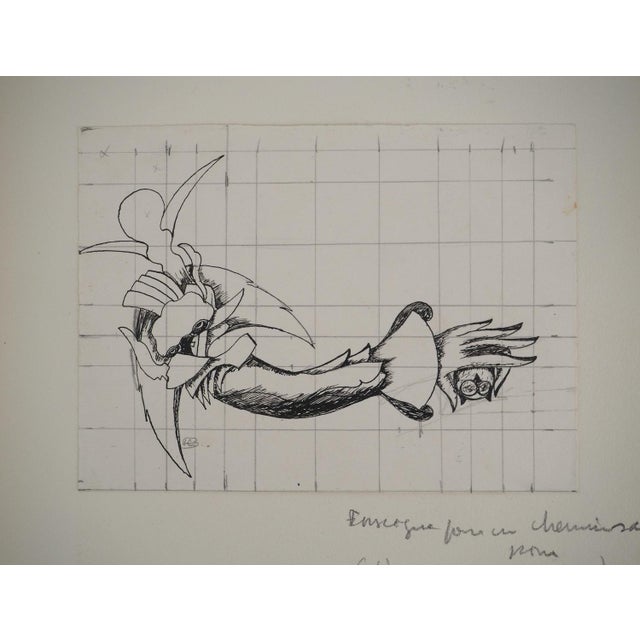 Jean-claude silbermann (1935) the flowering arm, 1964 original ink drawing signed lower right on thick paper 12 x 16.5 cm...