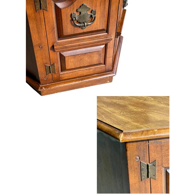 Vintage Octagonal Wood End Tables Pair-Colonial-Traditional-Storage-Night Stands For Sale - Image 11 of 11
