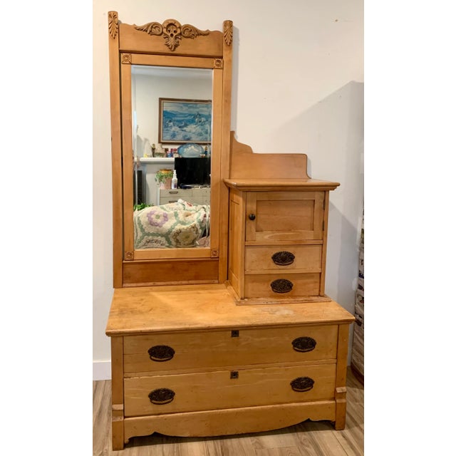 Wood Maple Dresser With Mirror For Sale - Image 7 of 7