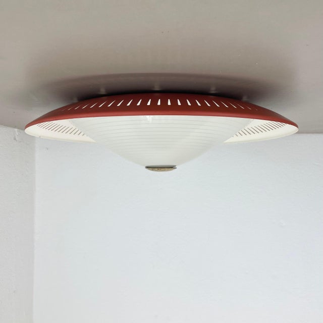 Modern Metal and Glass Flushmount Light in the style of Gio Ponti, Italy, 1950s For Sale - Image 13 of 18