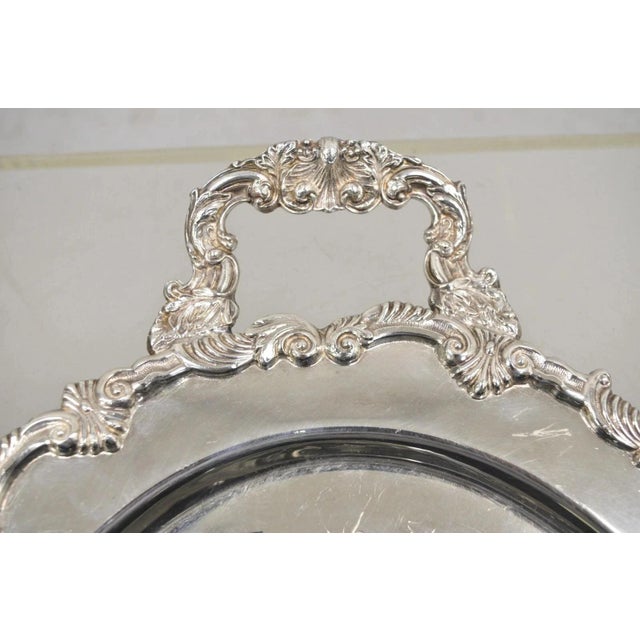 Vintage English Victorian Style Silver Plated Oval Platter Tray Crown Hallmark For Sale - Image 9 of 11