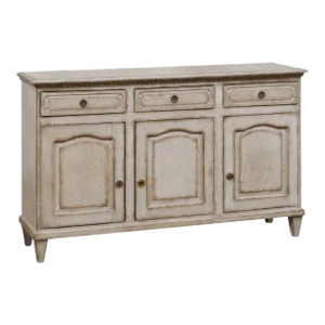 Swedish, 1890s, Painted Wood Sideboard with Three Drawers over Three Doors