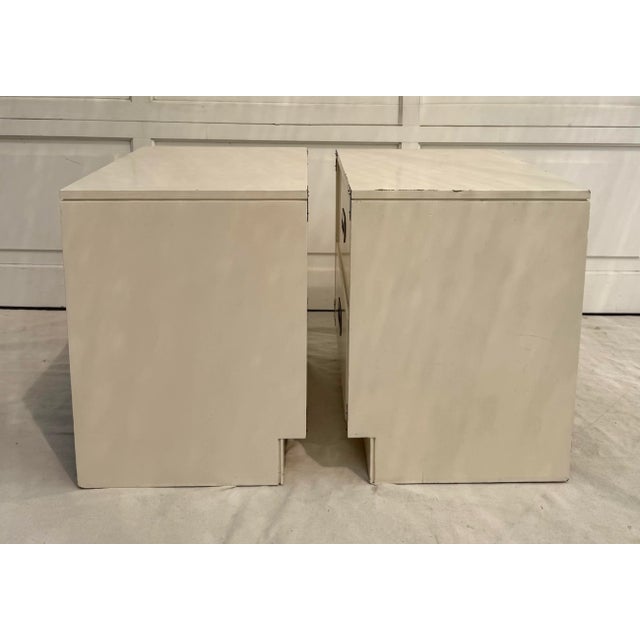 1970's Pair of White Campaign Nightstands For Sale - Image 9 of 12