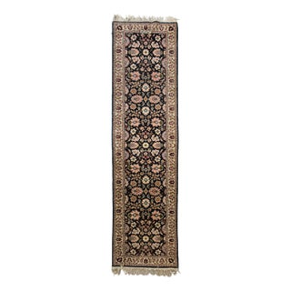 Vintage Hand-Knotted Middle Eastern Floral Runner Rug, Mid-20th Century For Sale
