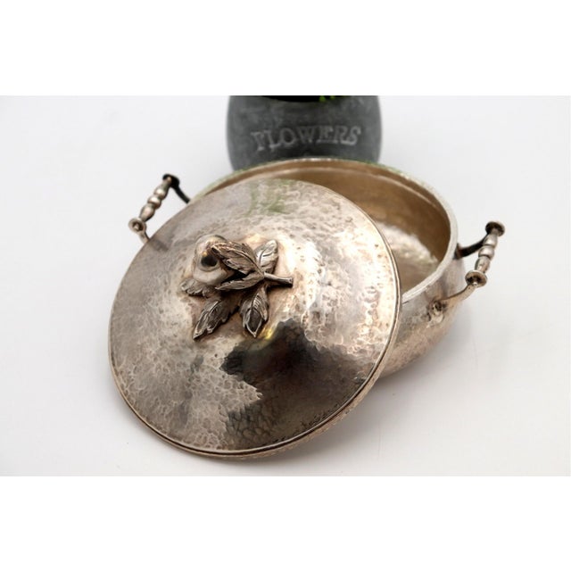 Hammered Silver Candy Box with Knob on the Lid For Sale - Image 4 of 6