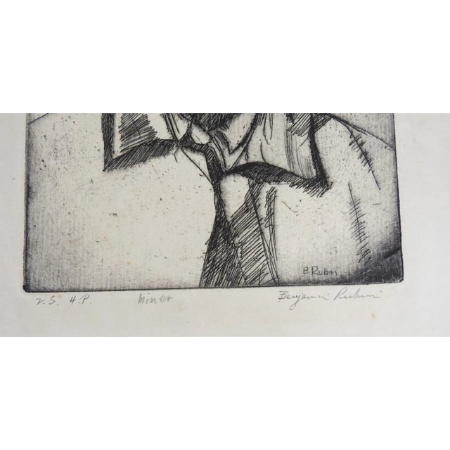 Vintage mid 20th century etching on paper of working by Benjamin Rubin (1896 - 1998) Florida, District Of Columbia and...