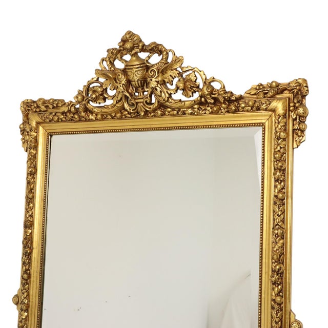 Rococo Antique French Gold Bevelled Mirror, 1890s For Sale - Image 3 of 18
