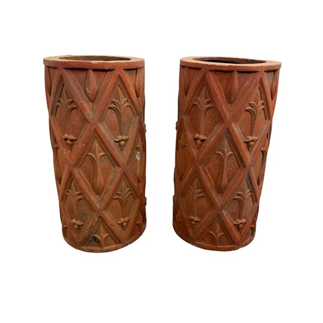 Antique French Terracotta Chimney Pots, 1890s, Set of 2 For Sale - Image 3 of 10
