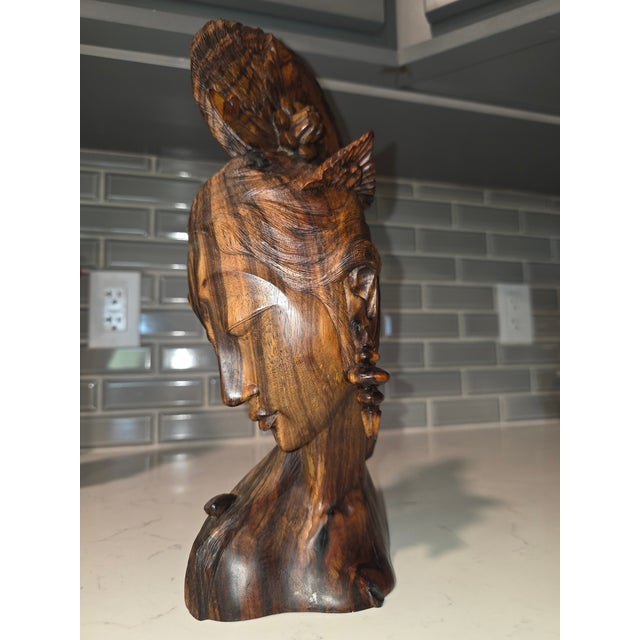 Camel Mid 20th Century Balinese Macassar Ebony Art Deco Busts by I Wayan Suweda (Sumampan, Bali) - a Pair For Sale - Image 8 of 12