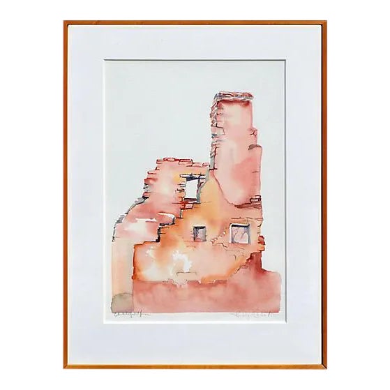 Late 20th Century "Antelope House" Landscape Watercolor Painting by Kay Carlson, Framed For Sale