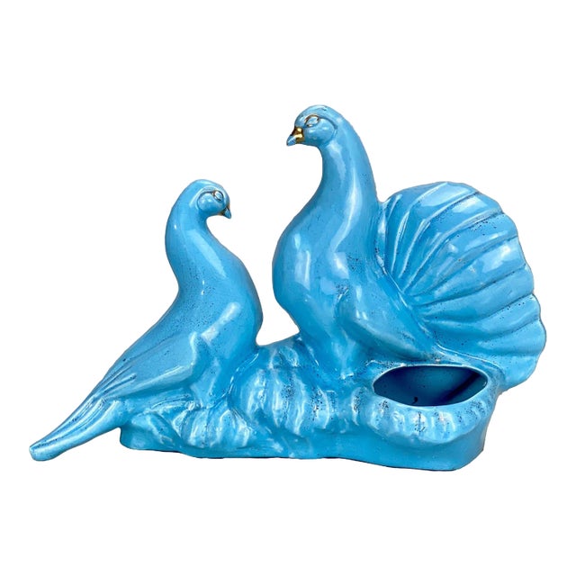 Mid-Century Art Deco California Pottery Blue Dove Bird Indoor Planter For Sale