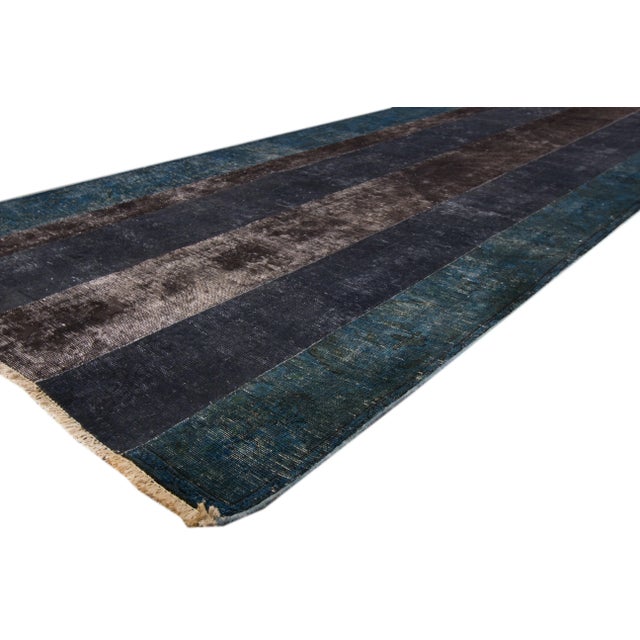 1950s Vintage Persian Overdyed Handmade Multicolor Geometric Wool Runner For Sale - Image 5 of 8