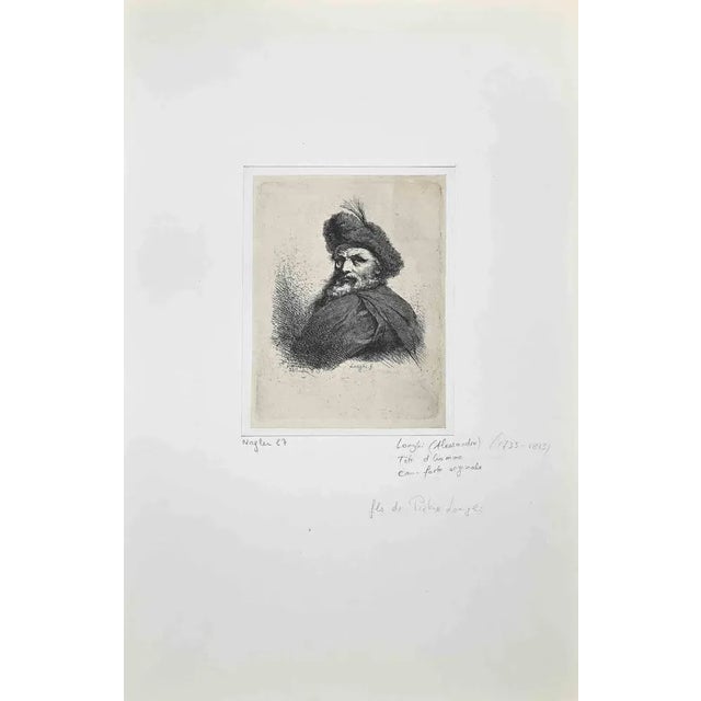 Tête d'Homme is an etching realized by Alessandro Longhi. Hand Signed lower center. Passpartout included cm 49.5x32.5 The...
