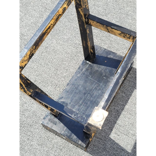 Vintage French Country Farmhouse Chic Metalic Gold & Black Crackle Bench Stool For Sale - Image 12 of 13