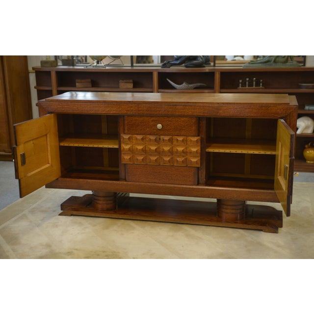 Brown Brutalist Buffet attributed to Charles Dudouyt, 1940s For Sale - Image 8 of 11