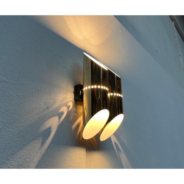 Mid-Century German Space Age Wall Lamp in Brass, 1960s For Sale - Image 10 of 18