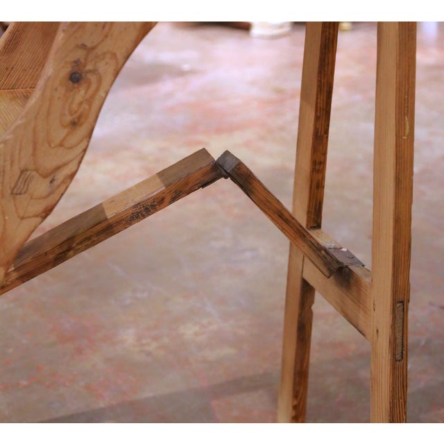 19th Century French Pine Folding Library Ladder With Six Steps For Sale - Image 9 of 12