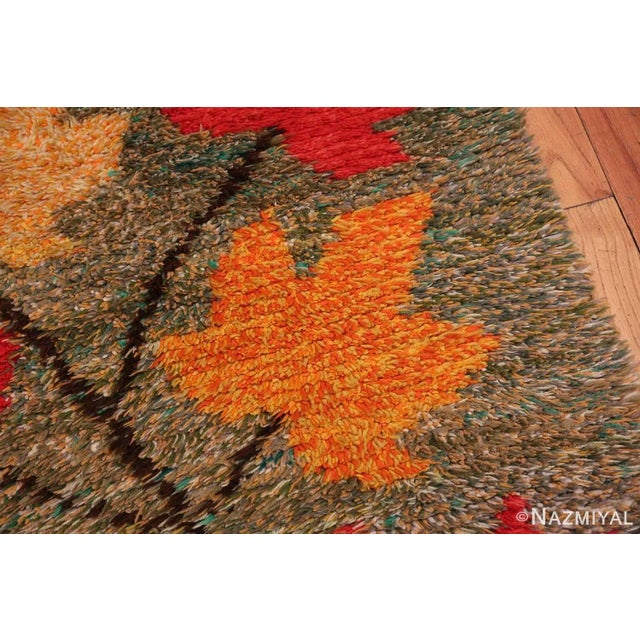 Nazmiyal Collection Vintage Foliage Scandinavian Rya Rug For Sale - Image 4 of 7