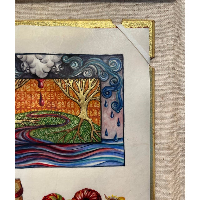 2000 - 2009 2003 Cathy Weber Raspberry Object Poem Painting Framed For Sale - Image 5 of 7