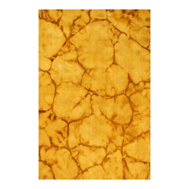 2x10 Yellow Hand-Knotted Wool Cracked Earth Texture Geometric Modern Carpet Rug For Sale