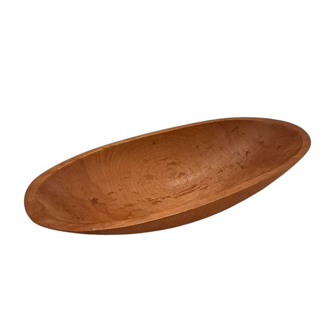 Mid 20th Century Vintage Primitive 17 3/4” Wooden Oval Dough or Trencher Bowl For Sale - Image 5 of 12