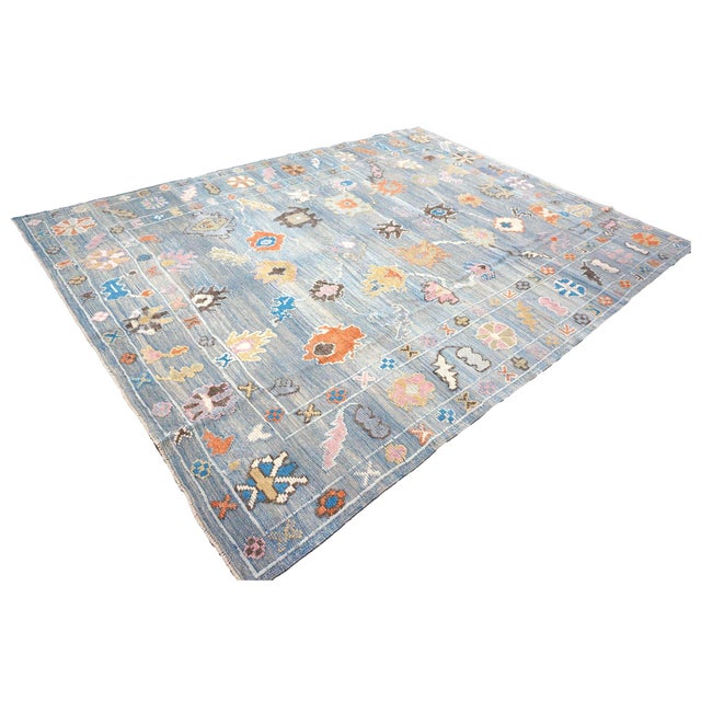 21st Century Turkish Oushak 9x12 Gray, Orange & Slate Blue Handmade Area Rug #a.c 201 For Sale In Houston - Image 6 of 14