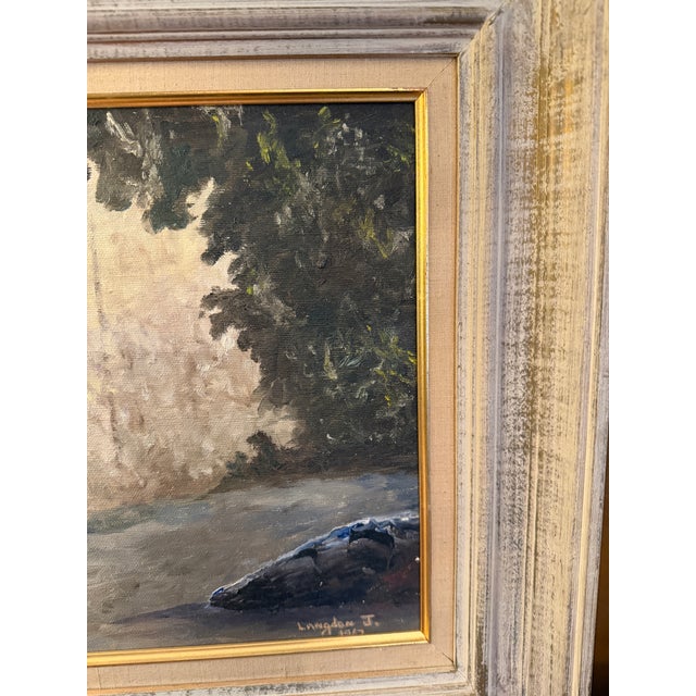 Vintage 1967 Oil Painting "Children on a Forest Path" Signed Langdon J. For Sale - Image 9 of 10