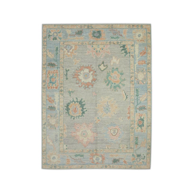 Textile Early 21st Century Multicolor Floral Design Handwoven Wool Turkish Oushak Rug 4'11" X 6'10" For Sale - Image 7 of 7