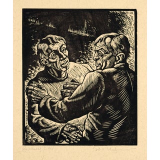 Rudolf Nehmer, The Reconciliation, 1948, Woodcut For Sale