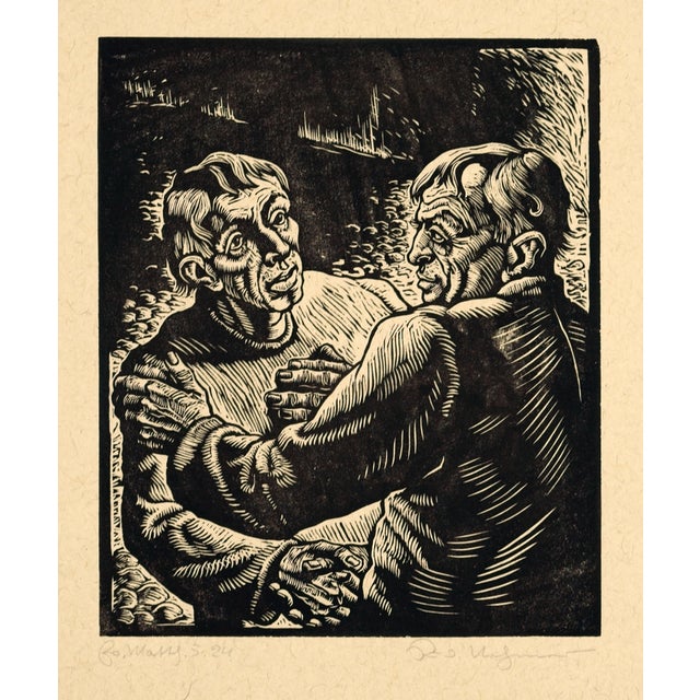 Rudolf Nehmer, The Reconciliation, 1948, Woodcut For Sale