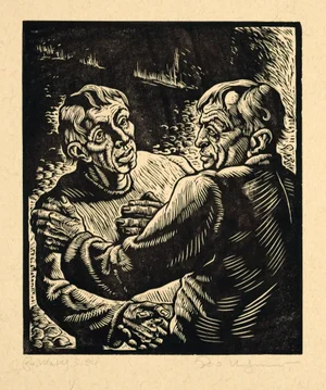 Rudolf Nehmer, The Reconciliation, 1948, Woodcut