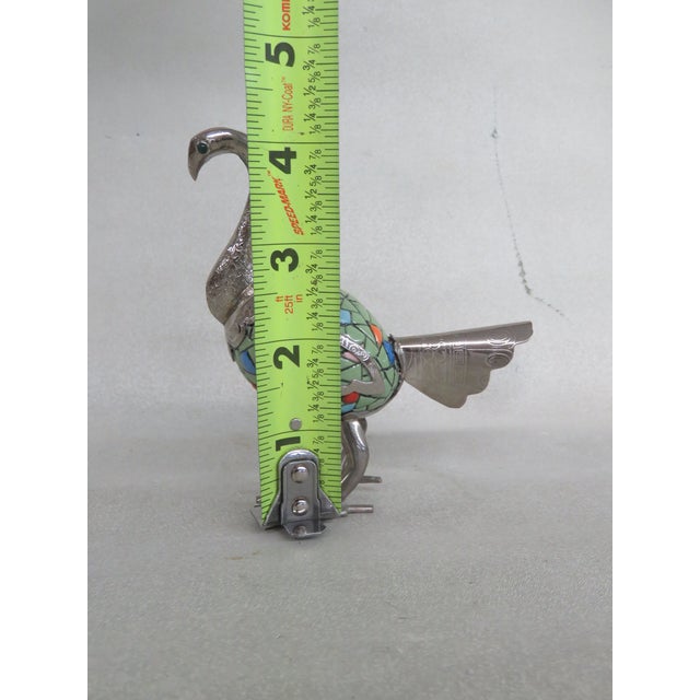 Silver Plate Mosaic Nacato Tall Guayasamin Ecuador Bird Porcelain Figurine 4620b For Sale - Image 9 of 10