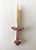 1950's 14K rose gold sword pin with ruby encrusted handle created by Paul Lackritz Jewelers of Beverly Hills. Brooch...