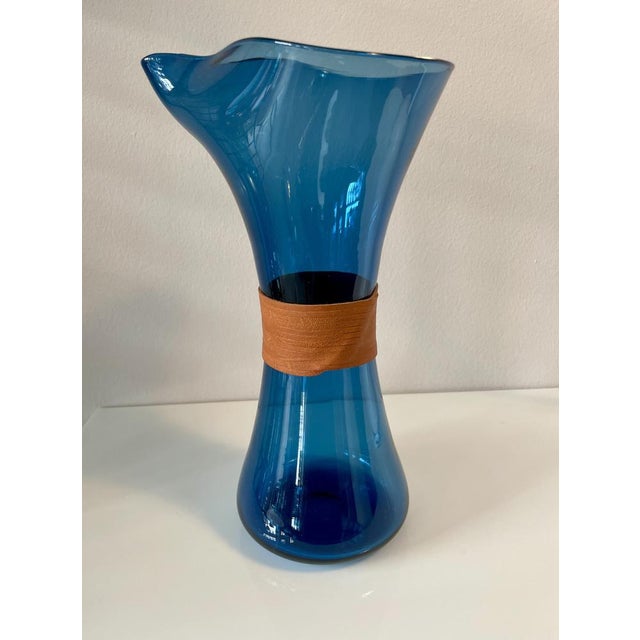 Scandinavian Carafe with Leather Trim by Jacob E. Bang for Holmegaard, 1950s For Sale - Image 6 of 6