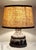 Vintage Pan Table Lamp with Fat Lava Brown Ceramic Base and Beige Fabric Shade, 1970s, in Very Good conditions. Designed...