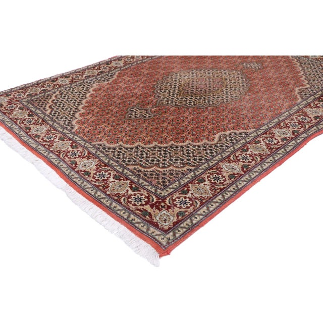 Vintage Persian Mahi Tabriz Rug with Neoclassical Victorian Style 03'04 x 04'09. ??With ornate details and well-balanced...