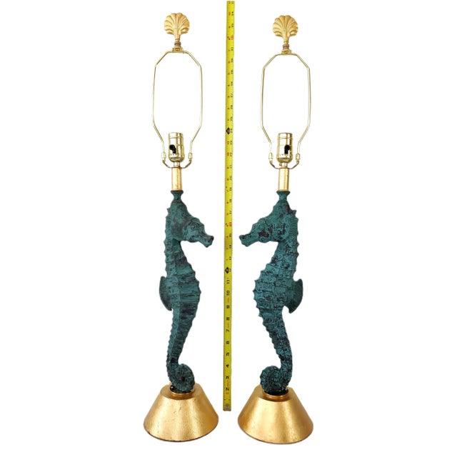 Christa's South Seashells Lamp Pair Seahorses For Sale - Image 4 of 15