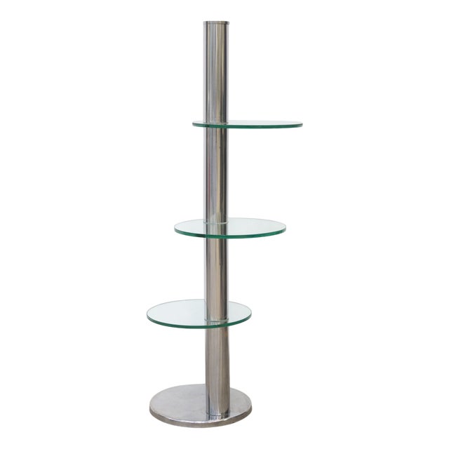 Glass and Steel Display Cabinet, 1970s For Sale