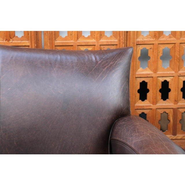 Animal Skin Art Deco Three Seats Leather Sofa With Mustache Backg For Sale - Image 7 of 12