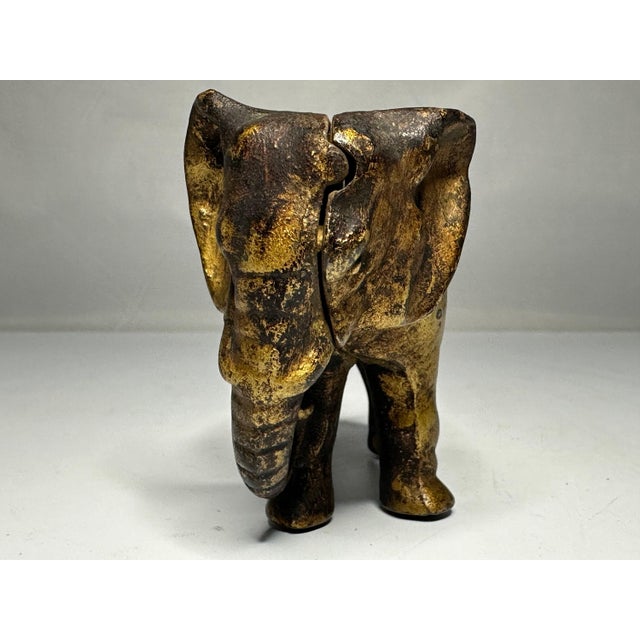 American Vintage Arcade Cast Iron Elephant Still Bank: Gold Accent, c.1910-1932 For Sale - Image 3 of 10
