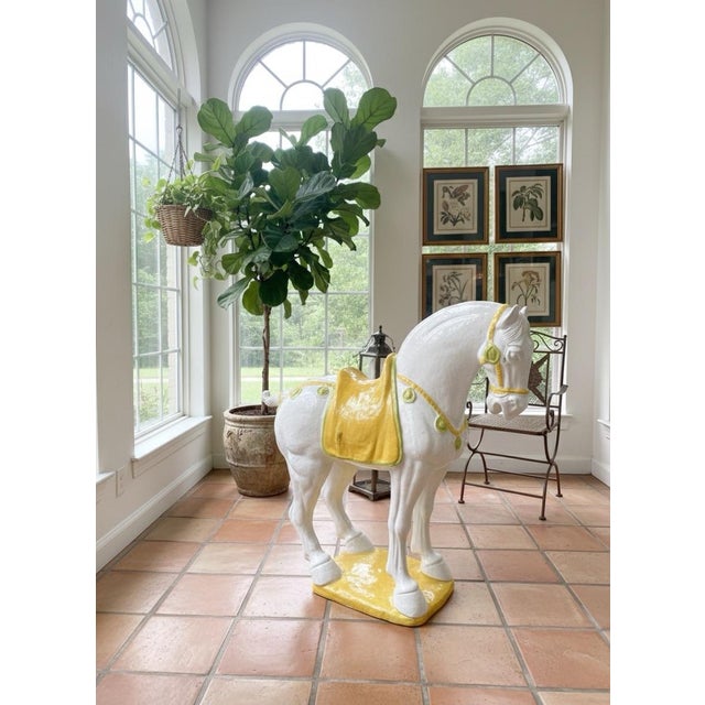 Saffron Grand Italian Mid-Century Style Ceramic Standing Horse For Sale - Image 8 of 8