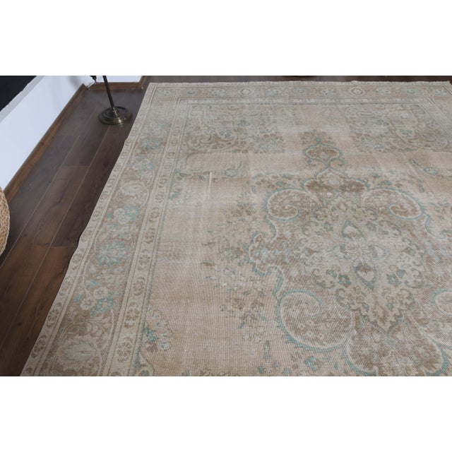 Folk Art 1970s Vintage Persian Handmade Wool Cotton Brown Area Rug For Sale - Image 3 of 11