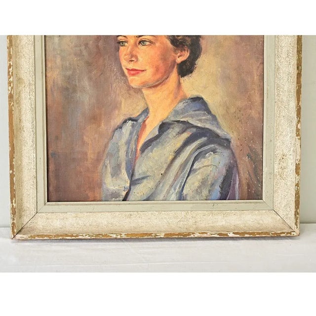 English Vintage Mid-Century Framed Portrait of a Lady For Sale In Baton Rouge - Image 6 of 11