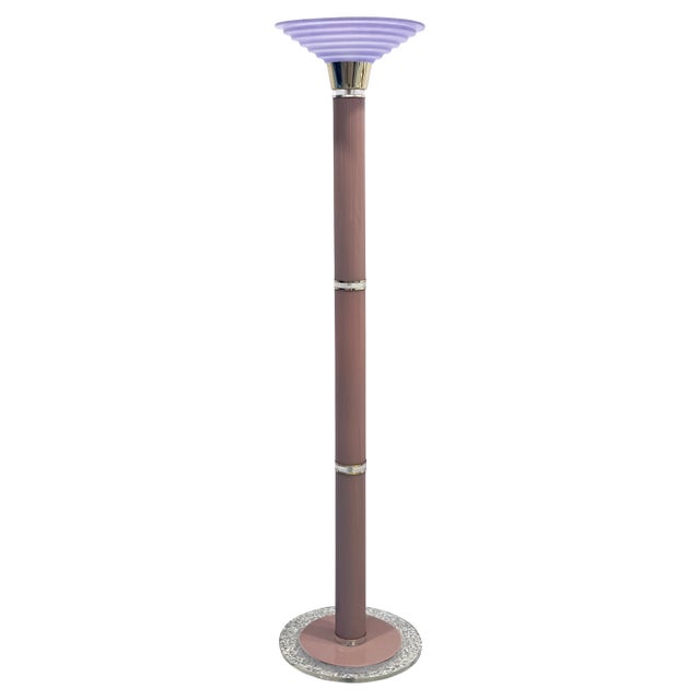 1980s Rare Mid-Century Mauve Lucite Floor Lamp For Sale