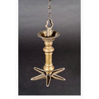 Rare Antique Judaica Hanging Bronze Jewish Synagogue or Temple Oil Lamp w Chain For Sale
