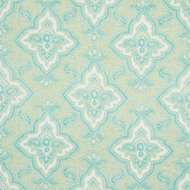 With the look of an antique resist print, this screen-printed, allover medallion design is an intricate pattern with an...