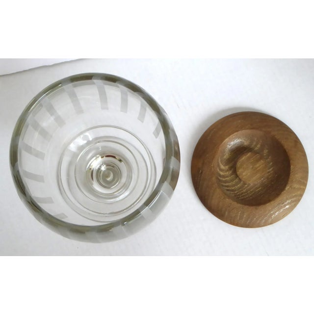 Wood Large 1950s European Rustic Etched Glass Cover Vessel Goblet With Wooden Top For Sale - Image 7 of 9