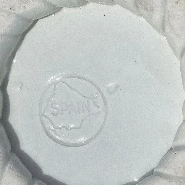 Traditional Trompe l'Oeil Ceramic Faux Wicker Bread or Fruit Bowl With Candle Holder - Spain For Sale - Image 3 of 6