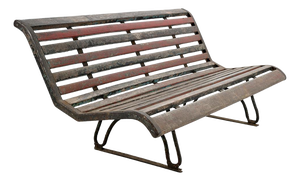 Public Bench in Wood and Patinated Iron